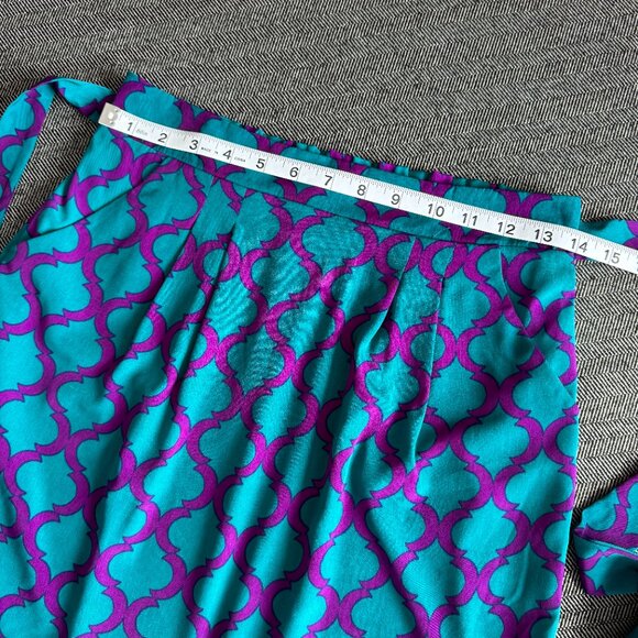 Purple & Teal Geometric Print Mini Skirt Tie Waist - Picture 12 of 15